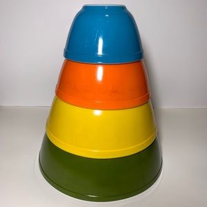 Pyrex Vintage Reverse Primary Glass Rainbow Bowls